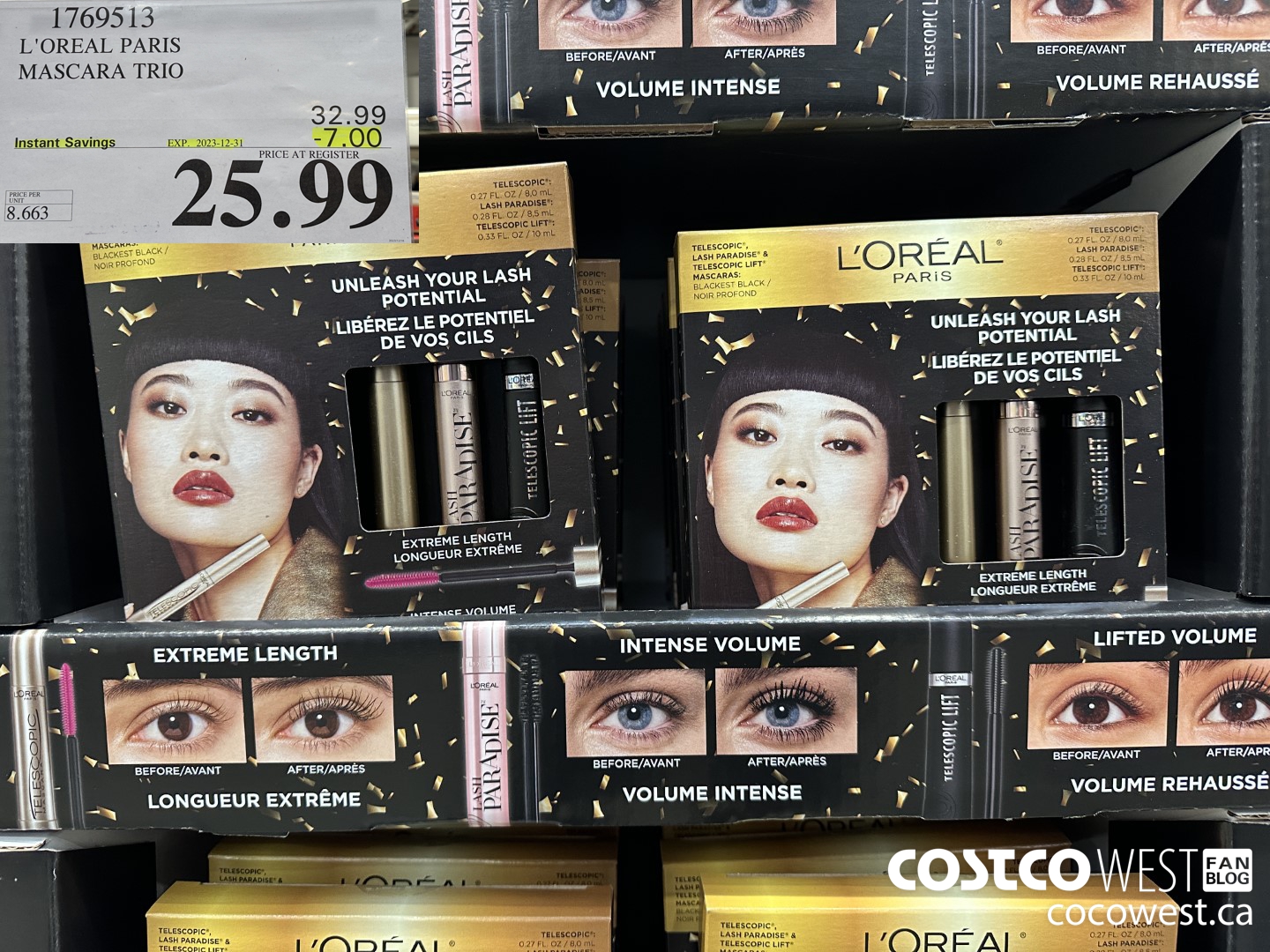 1769513 L'OREAL PARIS MASCARA TRIO ($7.00 INSTANT SAVINGS EXPIRES ON 2023-12-31) $25.99