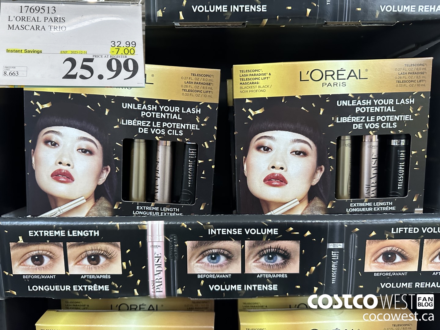 1769513 L'OREAL PARIS MASCARA TRIO ($7.00 INSTANT SAVINGS EXPIRES ON 2023-12-31) $25.99