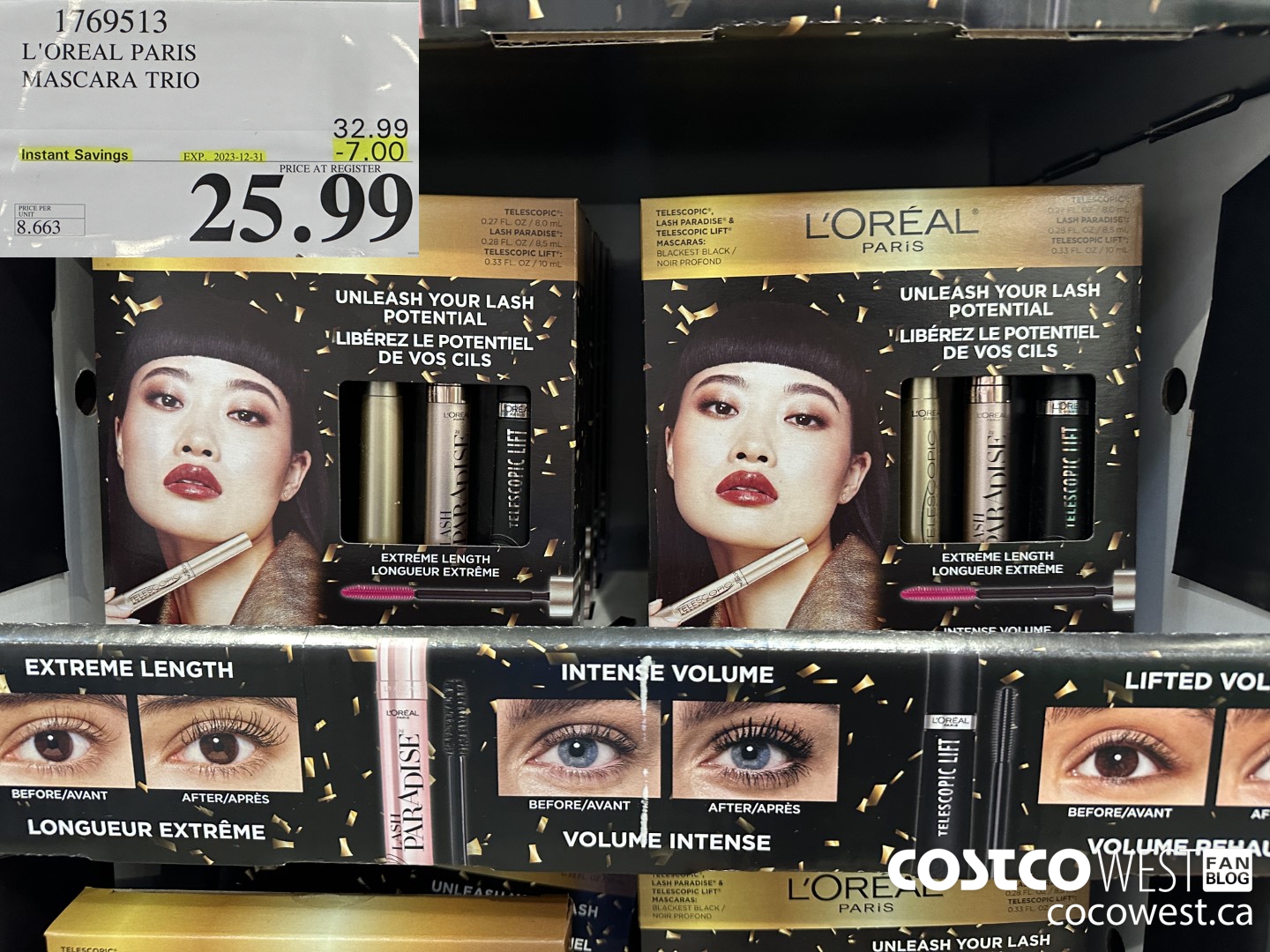 1769513 L'OREAL PARIS MASCARA TRIO ($7.00 INSTANT SAVINGS EXPIRES ON 2023-12-31) $25.99