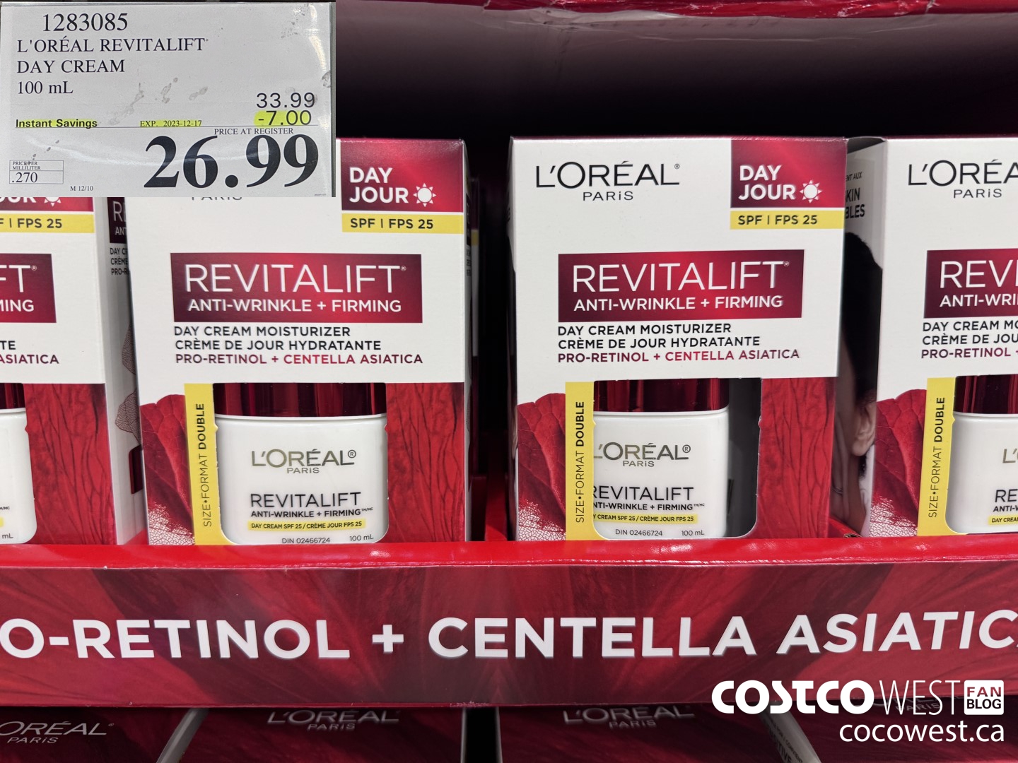 1283085 L'OREAL REVITALIFT DAY CREAM 100 mL ($7.00 INSTANT SAVINGS EXPIRES ON 2023-12-17) $26.99