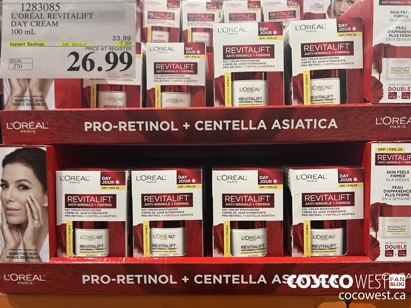 1283085 L'OREAL REVITALIFT DAY CREAM 100 mL ($7.00 INSTANT SAVINGS EXPIRES ON 2023-12-17) $26.99