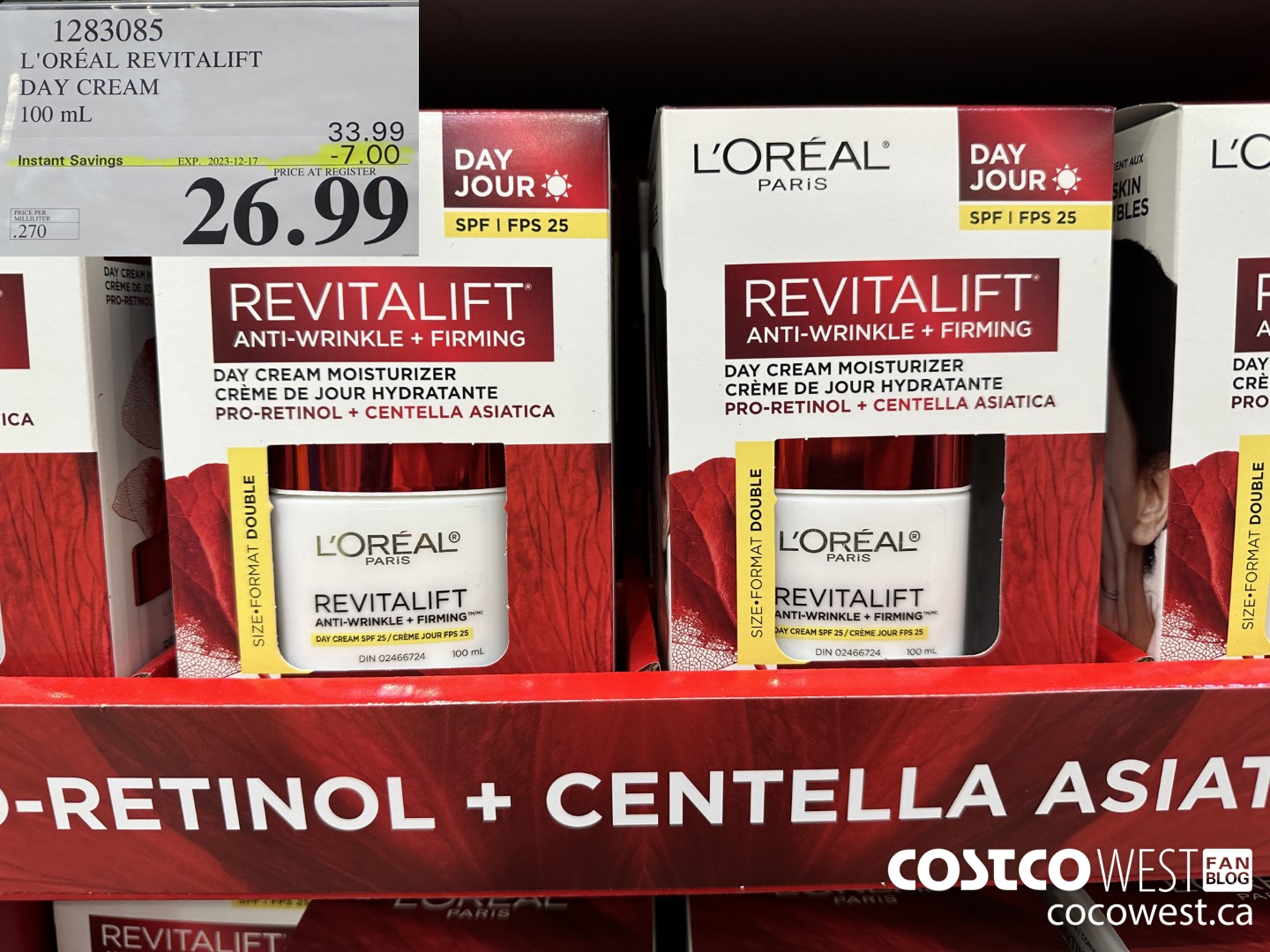 1283085 L'OREAL REVITALIFT DAY CREAM 100 mL ($7.00 INSTANT SAVINGS EXPIRES ON 2023-12-17) $26.99