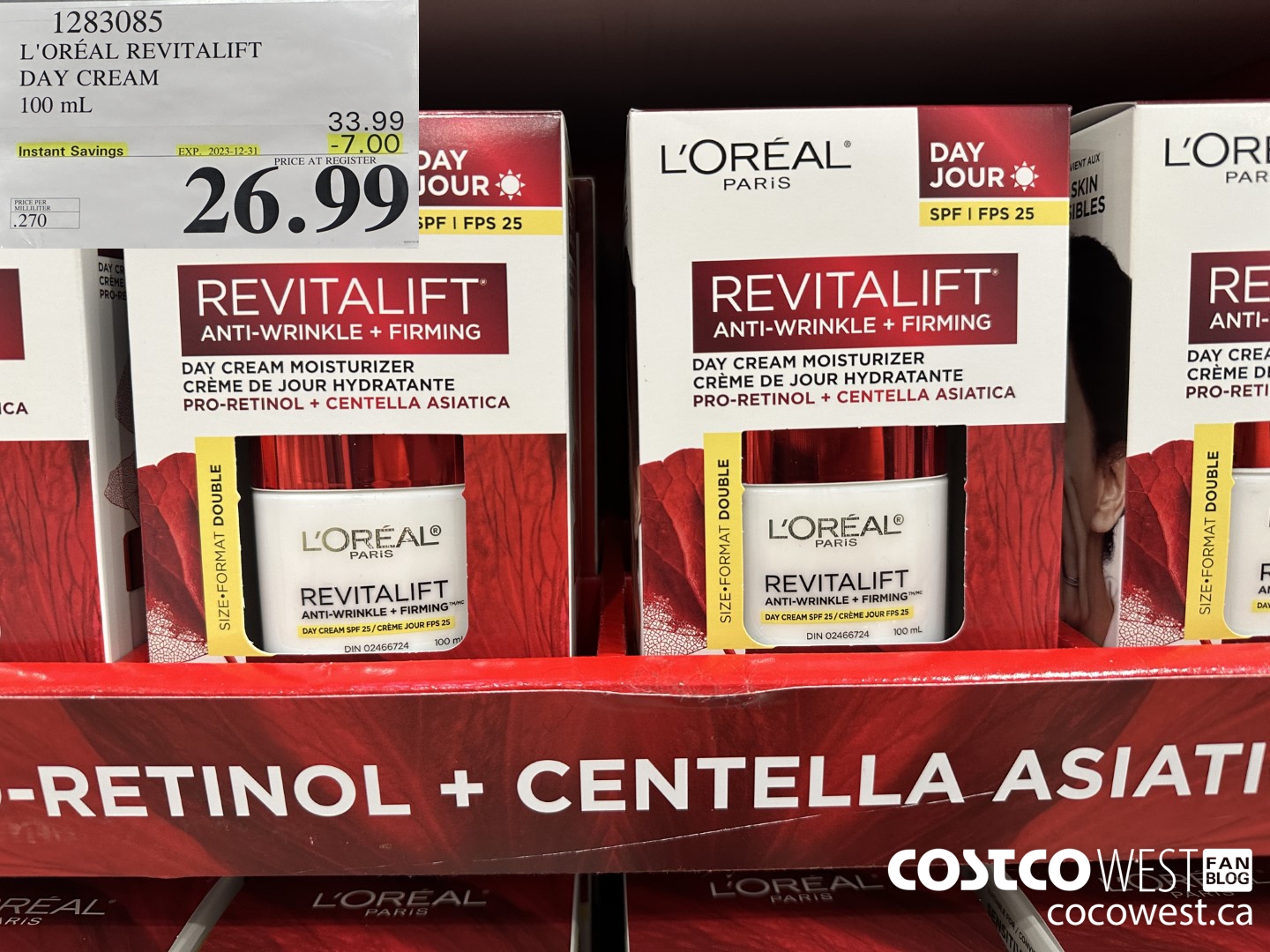 1283085 L'OREAL REVITALIFT DAY CREAM 100 mL ($7.00 INSTANT SAVINGS EXPIRES ON 2023-12-31) $26.99