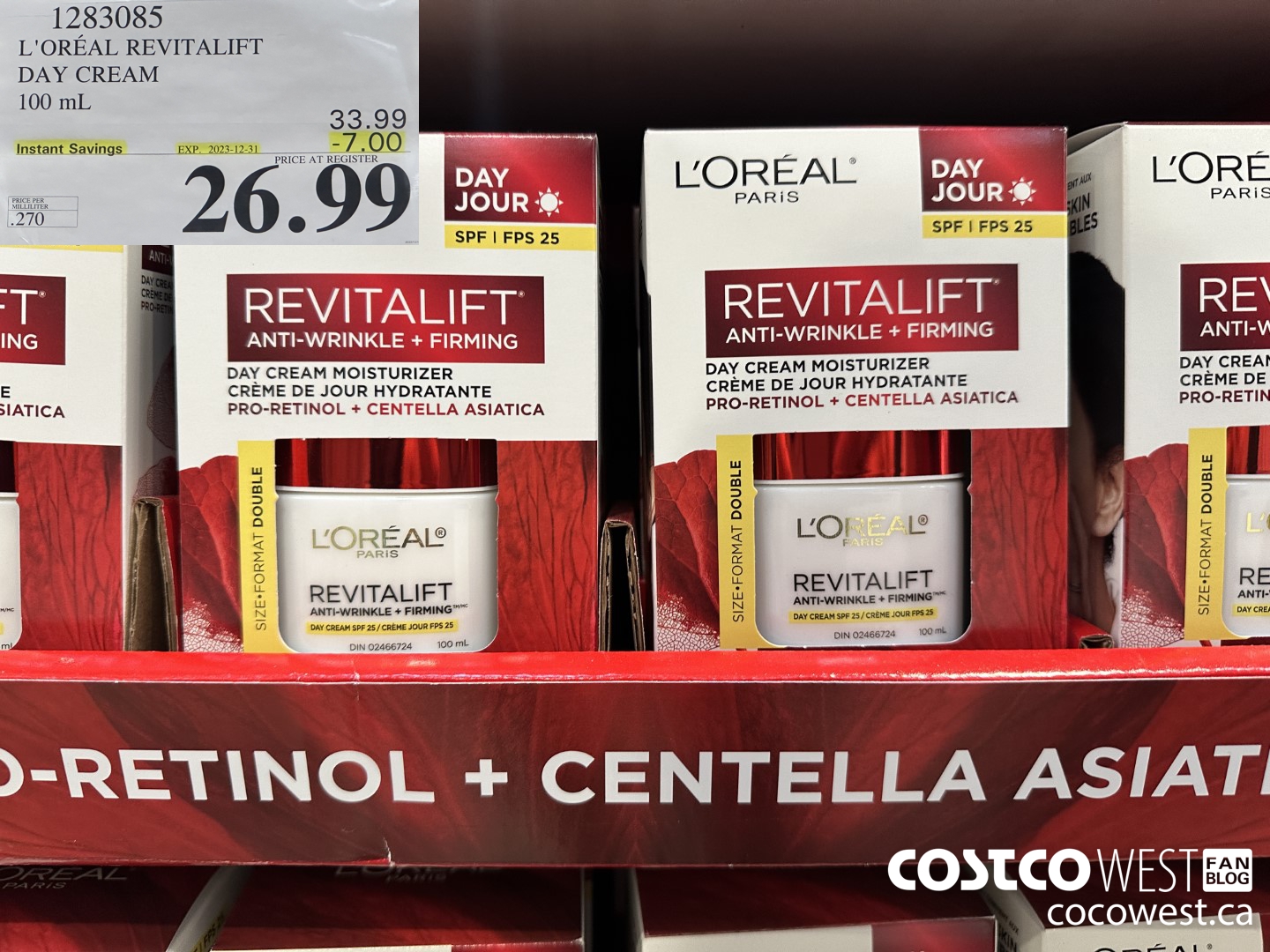 1283085 L'OREAL REVITALIFT DAY CREAM 100 mL ($7.00 INSTANT SAVINGS EXPIRES ON 2023-12-31) $26.99