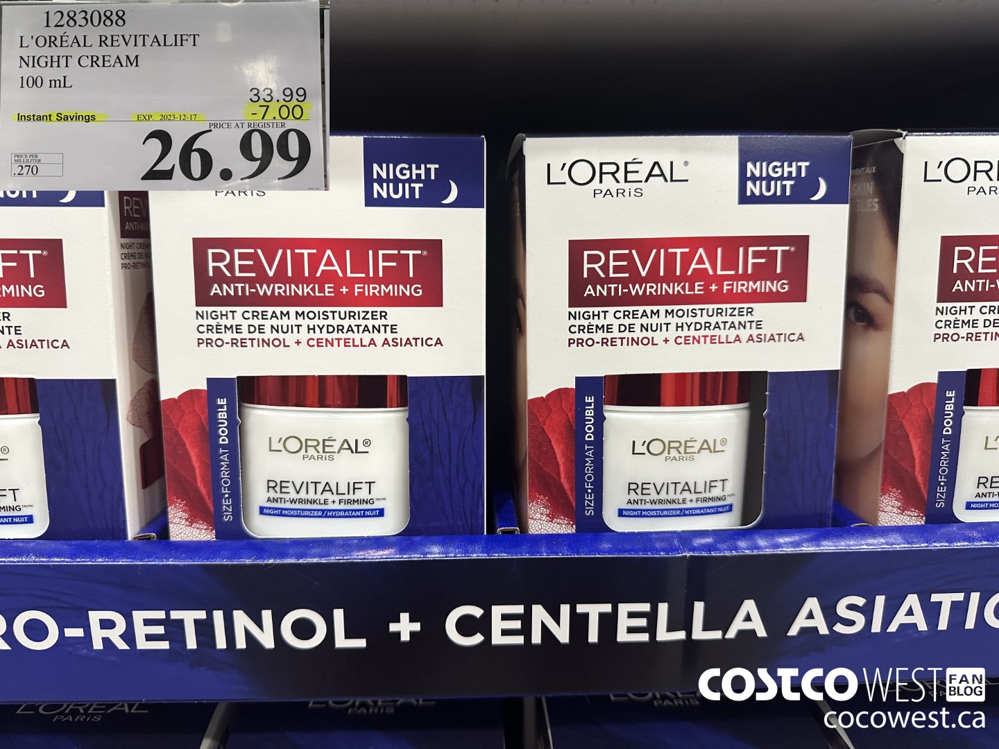 1283088 L'OREAL REVITALIFT NIGHT CREAM 100 mL ($7.00 INSTANT SAVINGS EXPIRES ON 2023-12-17) $26.99