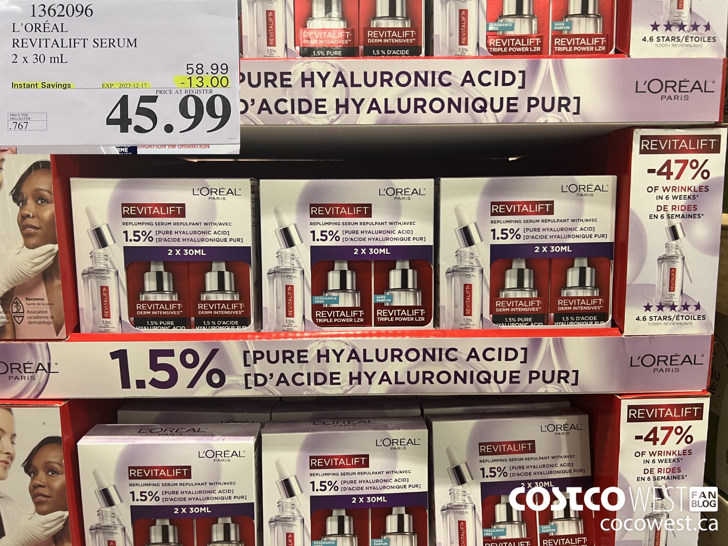 1362096 L'OREAL REVITALIFT SERUM 2 X 30 ML ($13.00 INSTANT SAVINGS EXPIRES ON 2023-12-17) $45.99