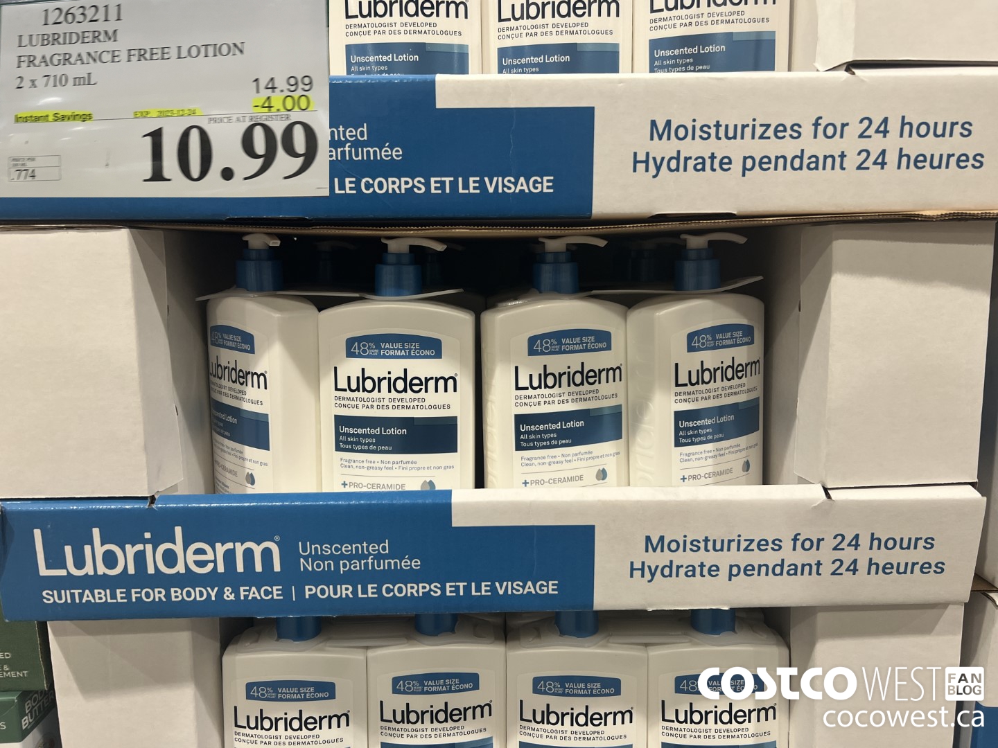 1263211 LUBRIDERM FRAGRANCE FREE LOTION 2 X 710ML ($4.00 INSTANT SAVINGS EXPIRES ON 2023-12-24) $10.99