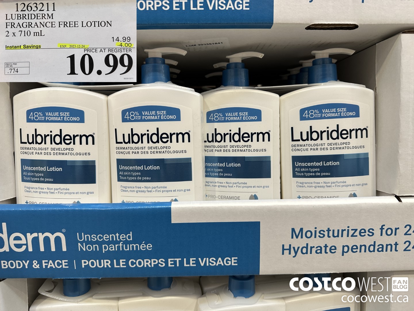 1263211 LUBRIDERM FRAGRANCE FREE LOTION 2 X 710ML ($4.00 INSTANT SAVINGS EXPIRES ON 2023-12-24) $10.99