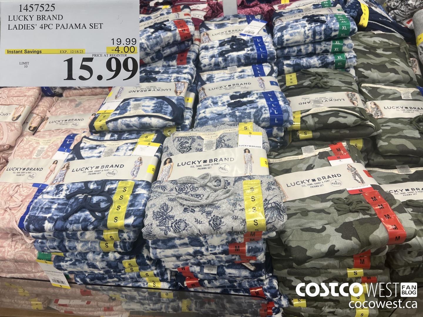 1457525 LUCKY BRAND LADIES' 4PC PAJAMA SET ($4.00 INSTANT SAVINGS EXPIRES ON 2023-12-18) $15.99