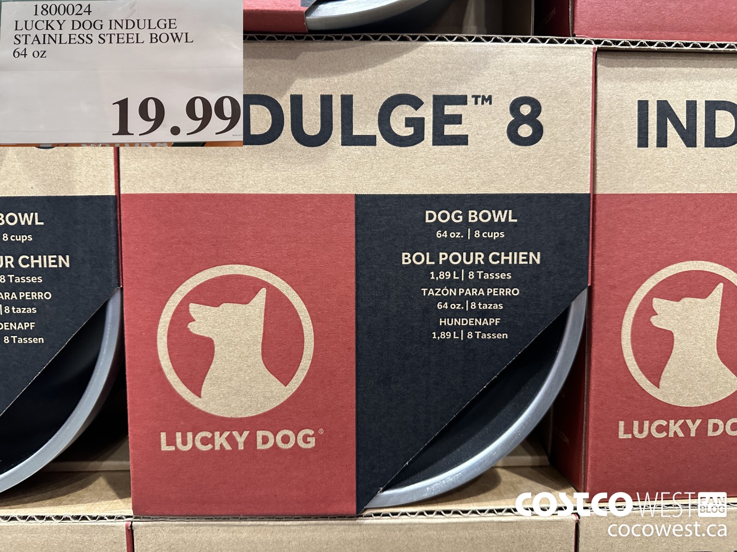 1800024 LUCKY DOG INDULGE STAINLESS STEEL BOWL 64 OZ $19.99