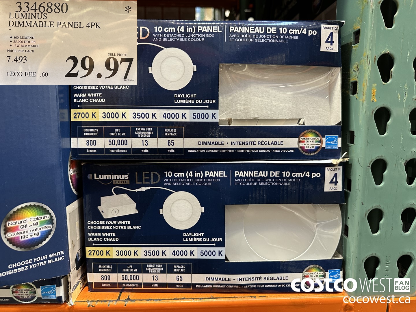 3346880 LUMINUS DIMMABLE PANEL 4PK $29.97