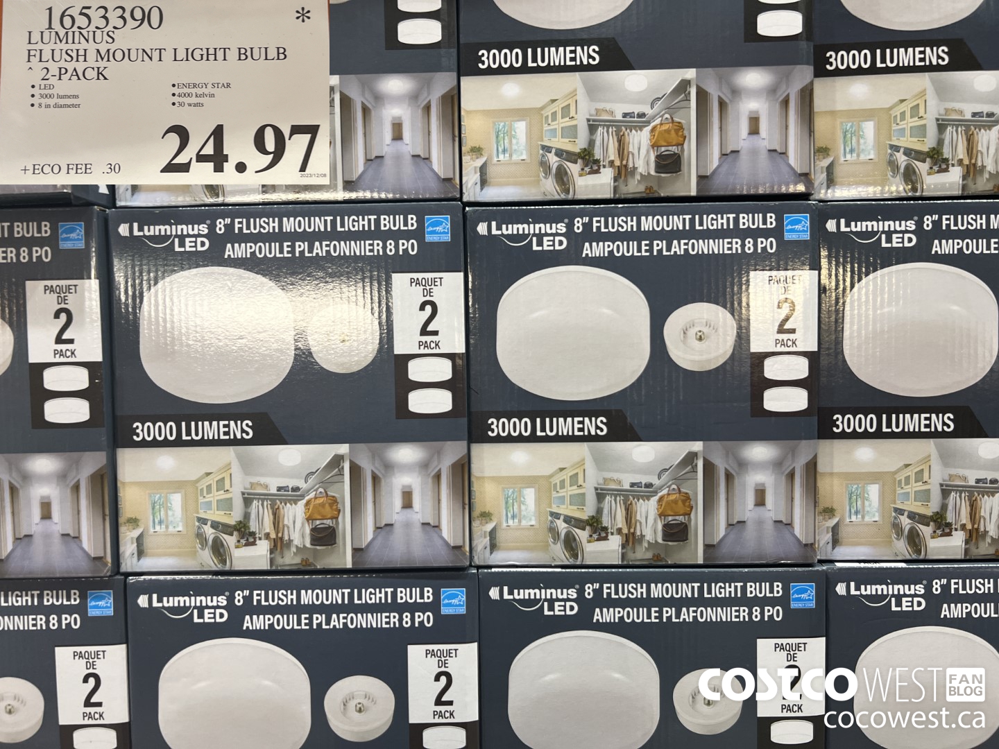 1653390 LUMINUS FLUSH MOUNT LIGHT BULB 2-PACK $24.97