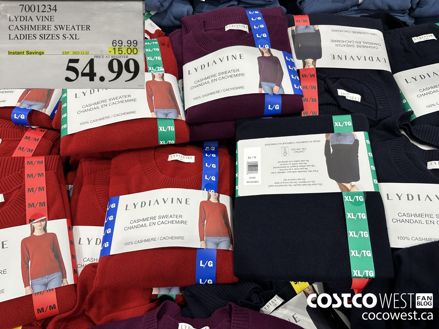 7001234 LYDIA VINE CASHMERE SWEATER LADIES SIZES S-XL ($15.00 INSTANT SAVINGS EXPIRES ON 2023-12-22) $54.99