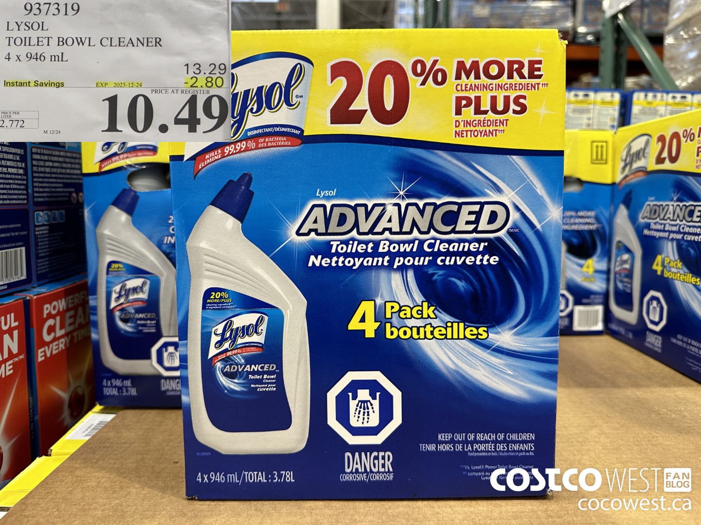 937319 LYSOL TOILET BOWL CLEANER 4 x 946 ML ($2.80 INSTANT SAVINGS EXPIRES ON 2023-12-24) $10.49