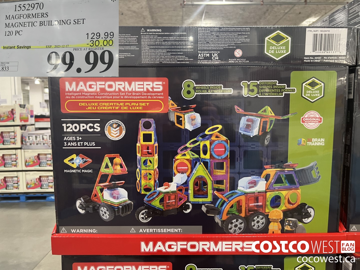 1552970 MAGFORMERS MAGNETIC BUILDING SET 120 PC ($30.00 INSTANT SAVINGS EXPIRES ON 2023-12-17) $99.99
