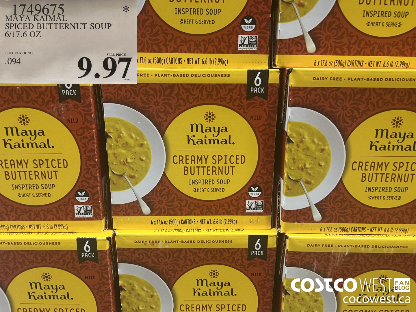 1749675 MAYA KAIMAL SPICED BUTTERNUT SOUP 6/17.6 OZ $9.97