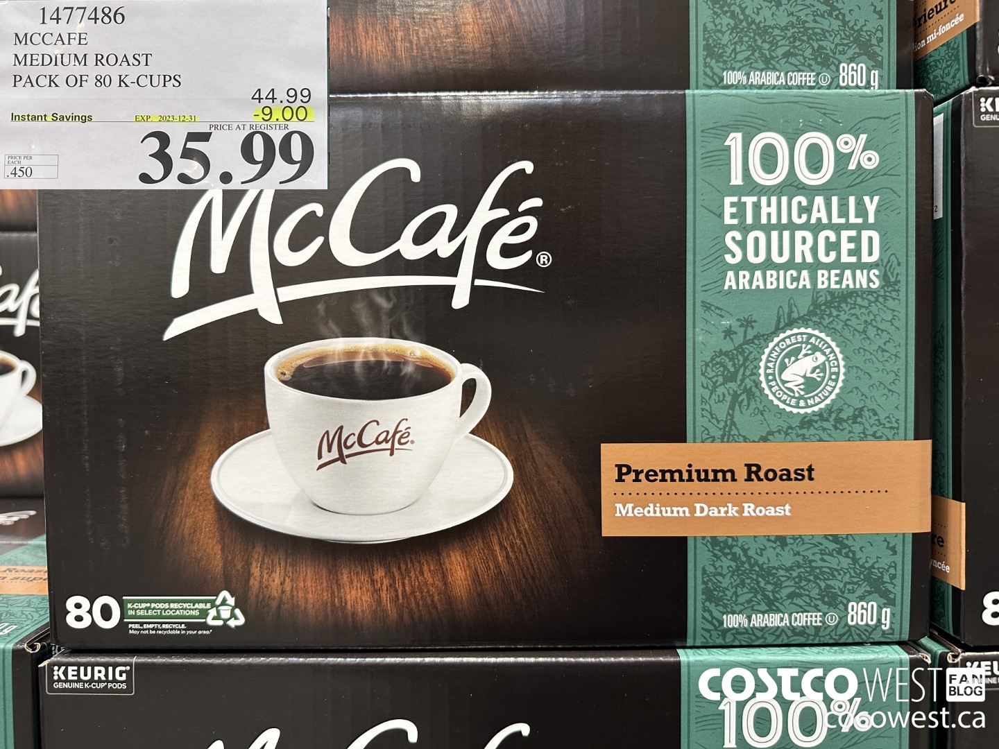 1477486 MCCAFE MEDIUM ROAST K-CUPS 80 COUNT  ($9.00 INSTANT SAVINGS EXPIRES ON 2023-12-31) $35.99