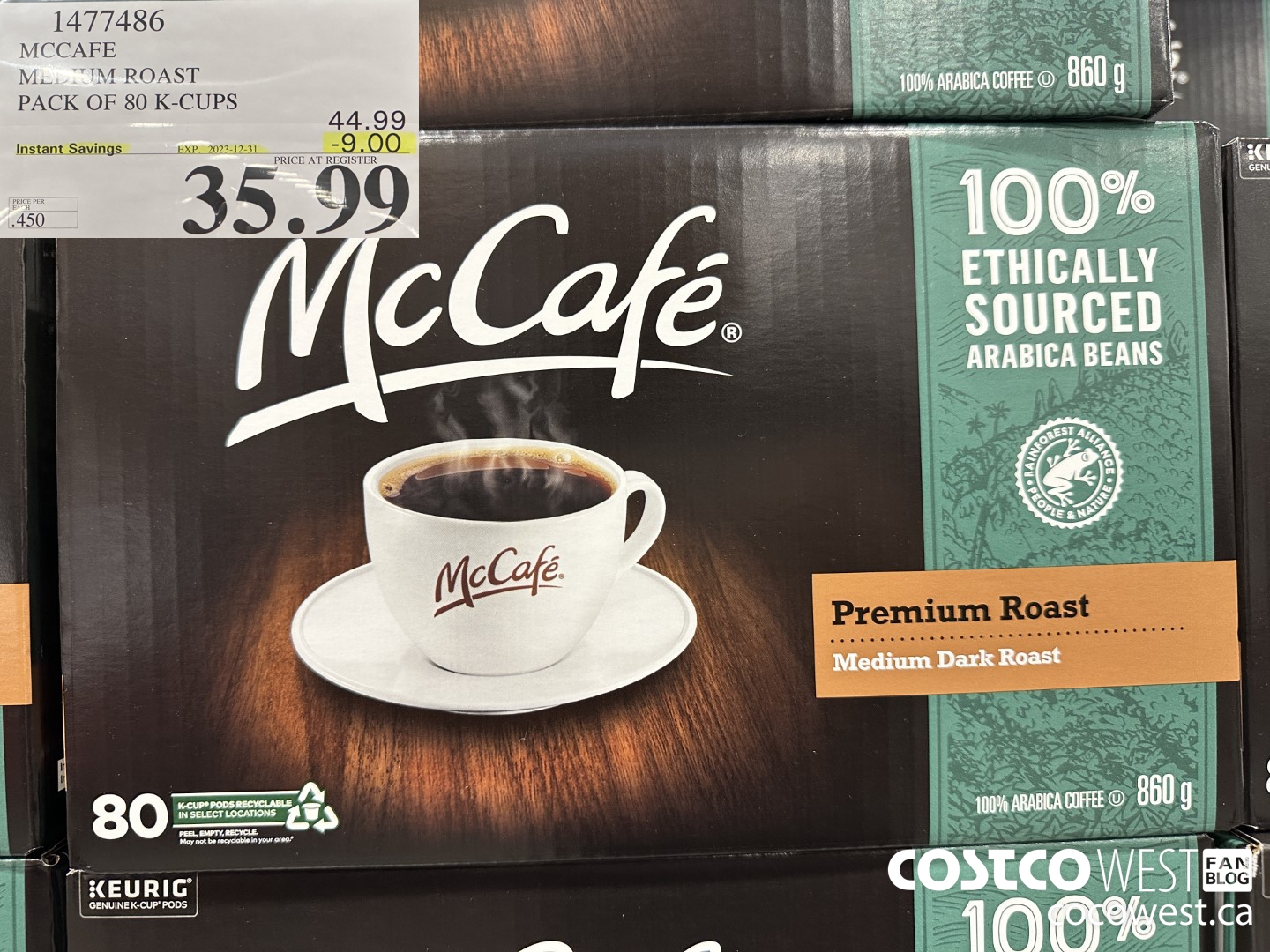 1477486 MCCAFE MEDIUM ROAST K-CUPS 80 COUNT  ($9.00 INSTANT SAVINGS EXPIRES ON 2023-12-31) $35.99