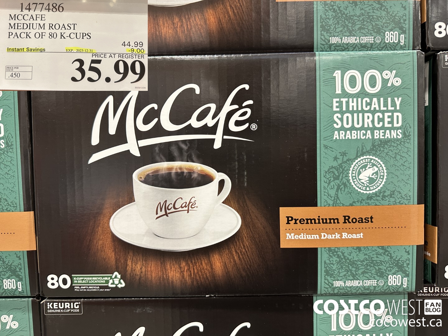 1477486 MCCAFE MEDIUM ROAST K-CUPS 80 COUNT  ($9.00 INSTANT SAVINGS EXPIRES ON 2023-12-31) $35.99