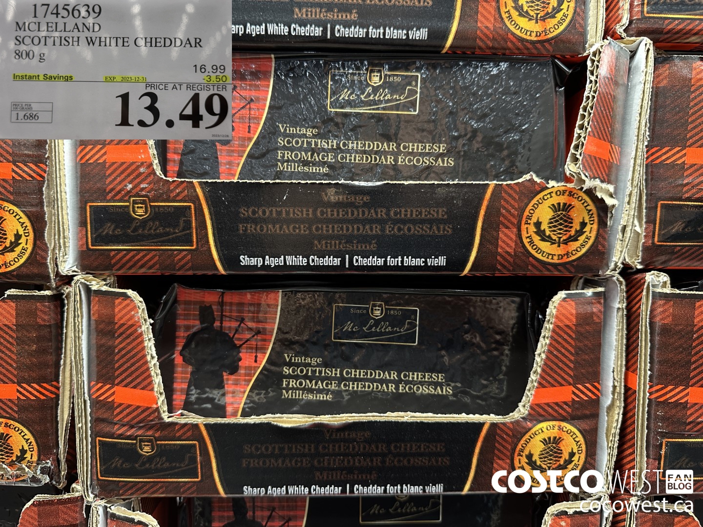 1745639 MCLELLAND SCOTTISH WHITE CHEDDAR 800G ($3.50 INSTANT SAVINGS EXPIRES ON 2023-12-31) $13.49