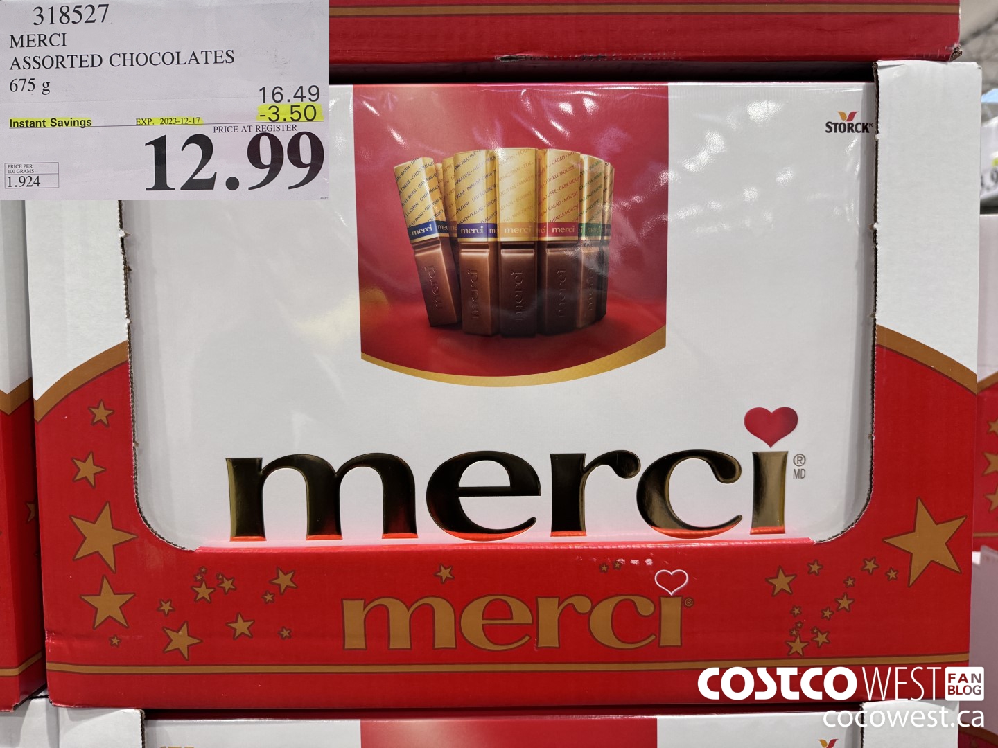 318527 MERCI ASSORTED CHOCOLATES 675 g ($3.50 INSTANT SAVINGS EXPIRES ON 2023-12-17) $12.99