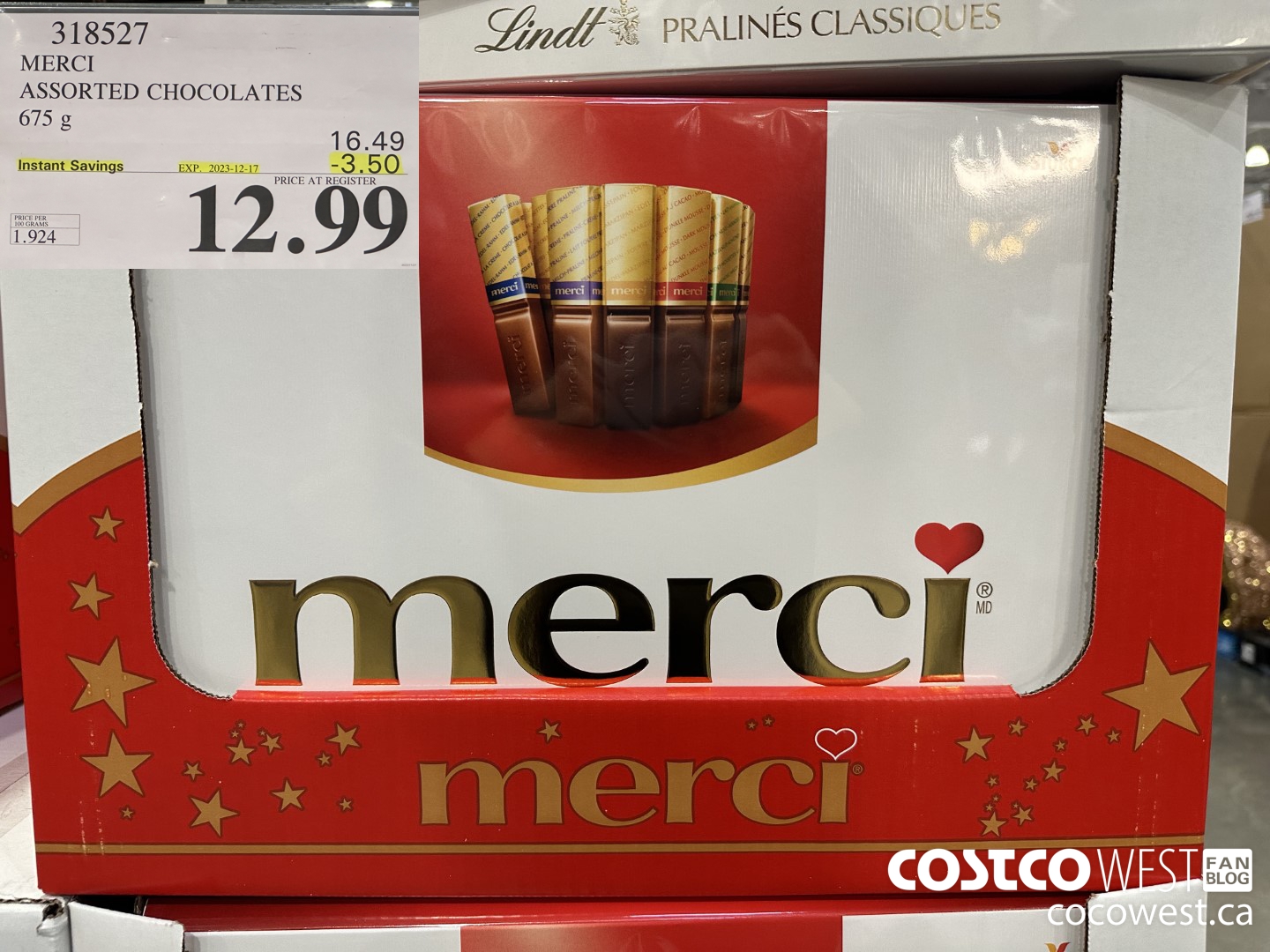 318527 MERCI ASSORTED CHOCOLATES 675 g ($3.50 INSTANT SAVINGS EXPIRES ON 2023-12-17) $12.99