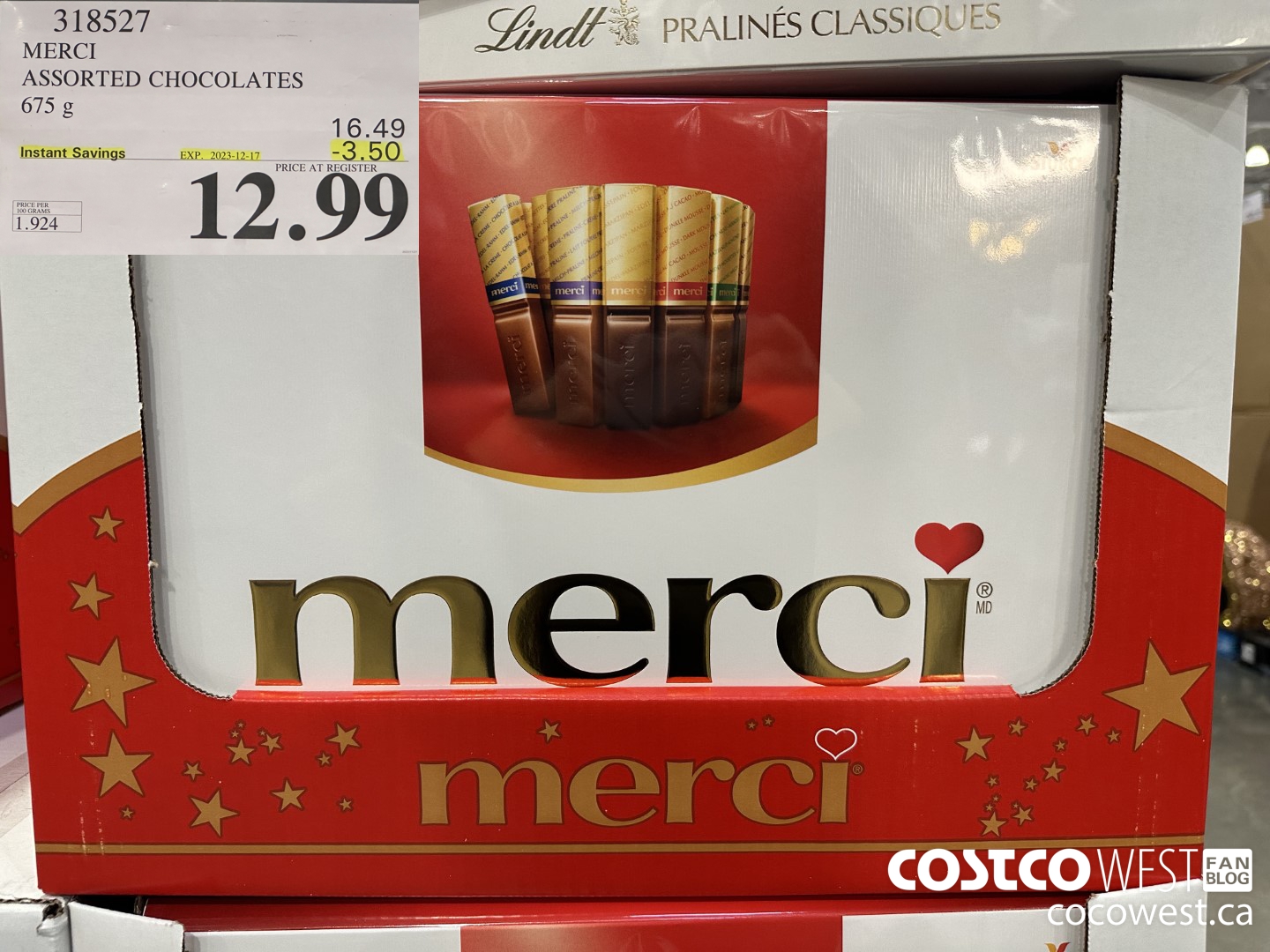 318527 MERCI ASSORTED CHOCOLATES 675 g ($3.50 INSTANT SAVINGS EXPIRES ON 2023-12-17) $12.99
