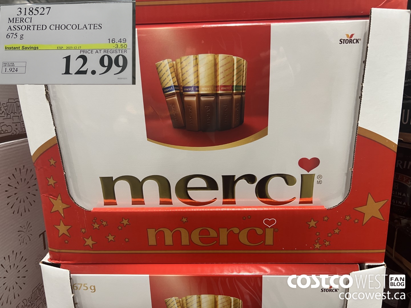 318527 MERCI ASSORTED CHOCOLATES 675 g ($3.50 INSTANT SAVINGS EXPIRES ON 2023-12-17) $12.99