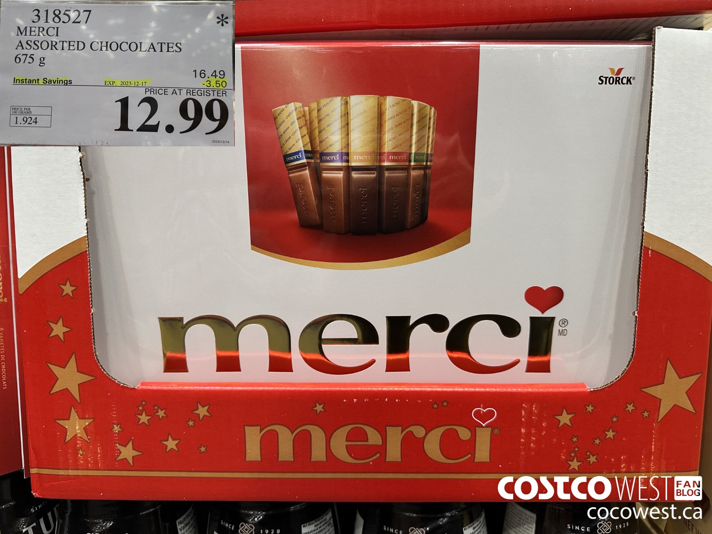 318527 MERCI ASSORTED CHOCOLATES 675 g ($3.50 INSTANT SAVINGS EXPIRES ON 2023-12-17) $12.99