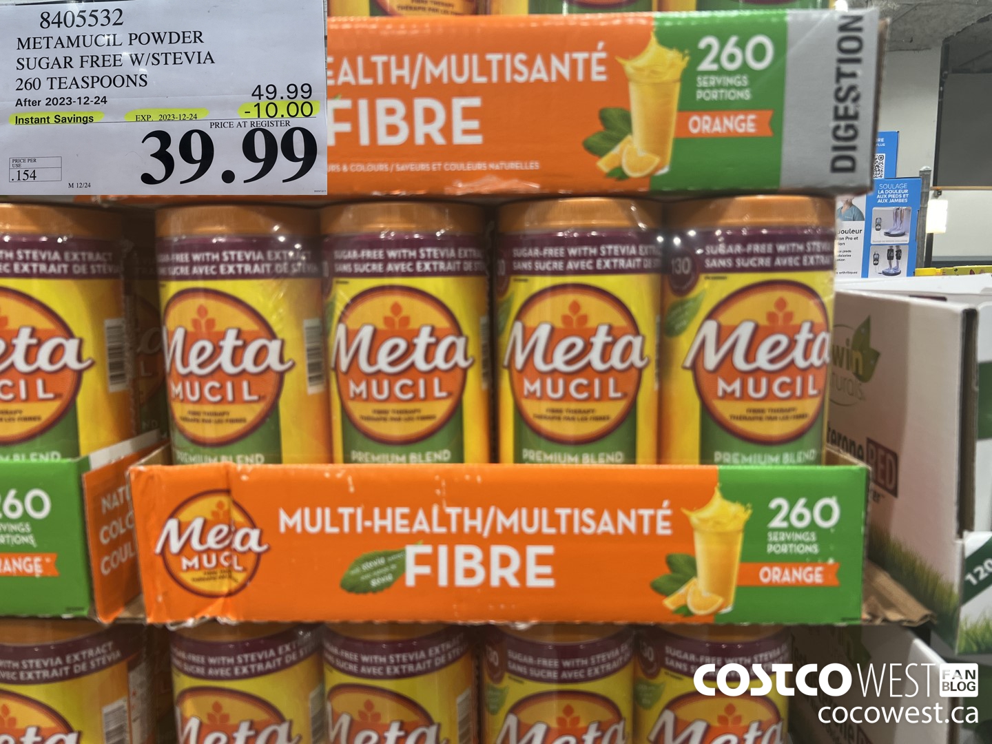 8405532 METAMUCIL POWDER SUGAR FREE W/STEVIA 260 TEASPOONS  ($10.00 INSTANT SAVINGS EXPIRES ON 2023-12-24) $39.99