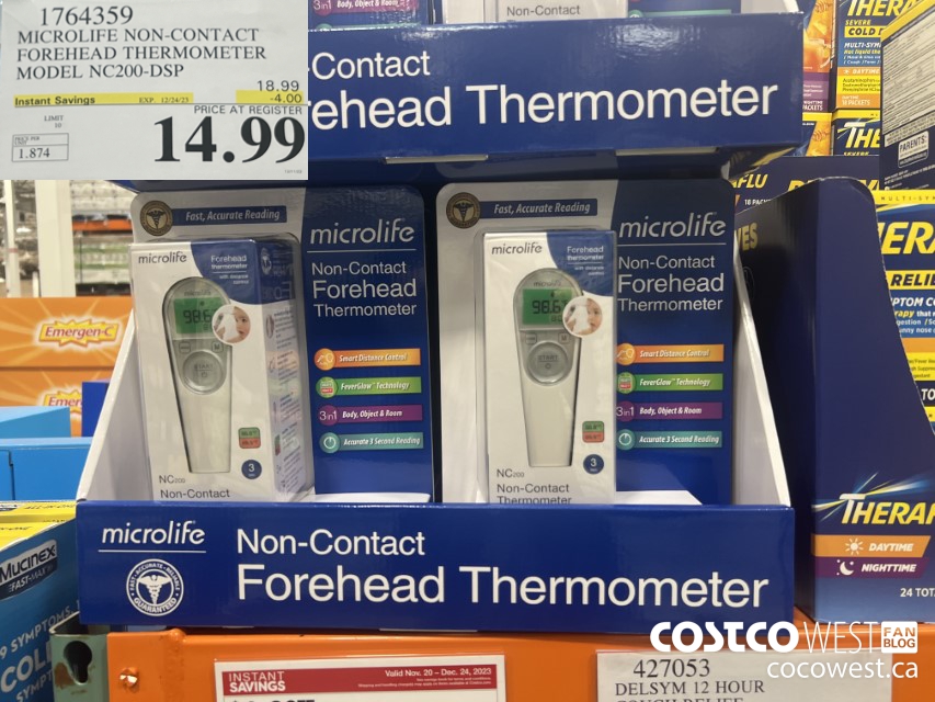 1764359 MICROLIFE NON-CONTACT FOREHEAD THERMOMETER MODEL NC200-DSP ($4.00 INSTANT SAVINGS EXPIRES ON 2023-12-24) $14.99