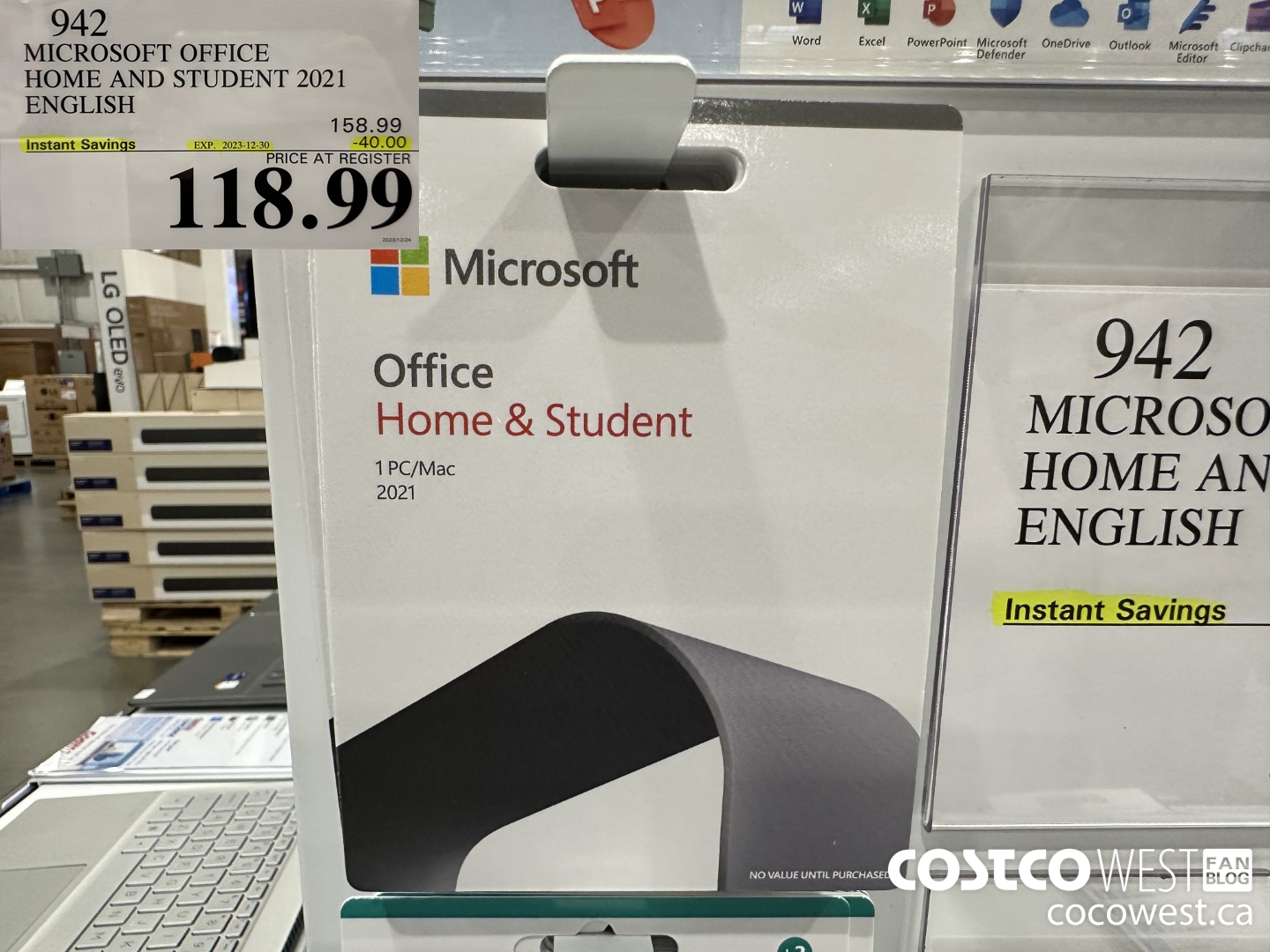 942 MICROSOFT OFFICE HOME AND STUDENT 2021 ENGLISH  ($40.00 INSTANT SAVINGS EXPIRES ON 2023-12-30) $118.99