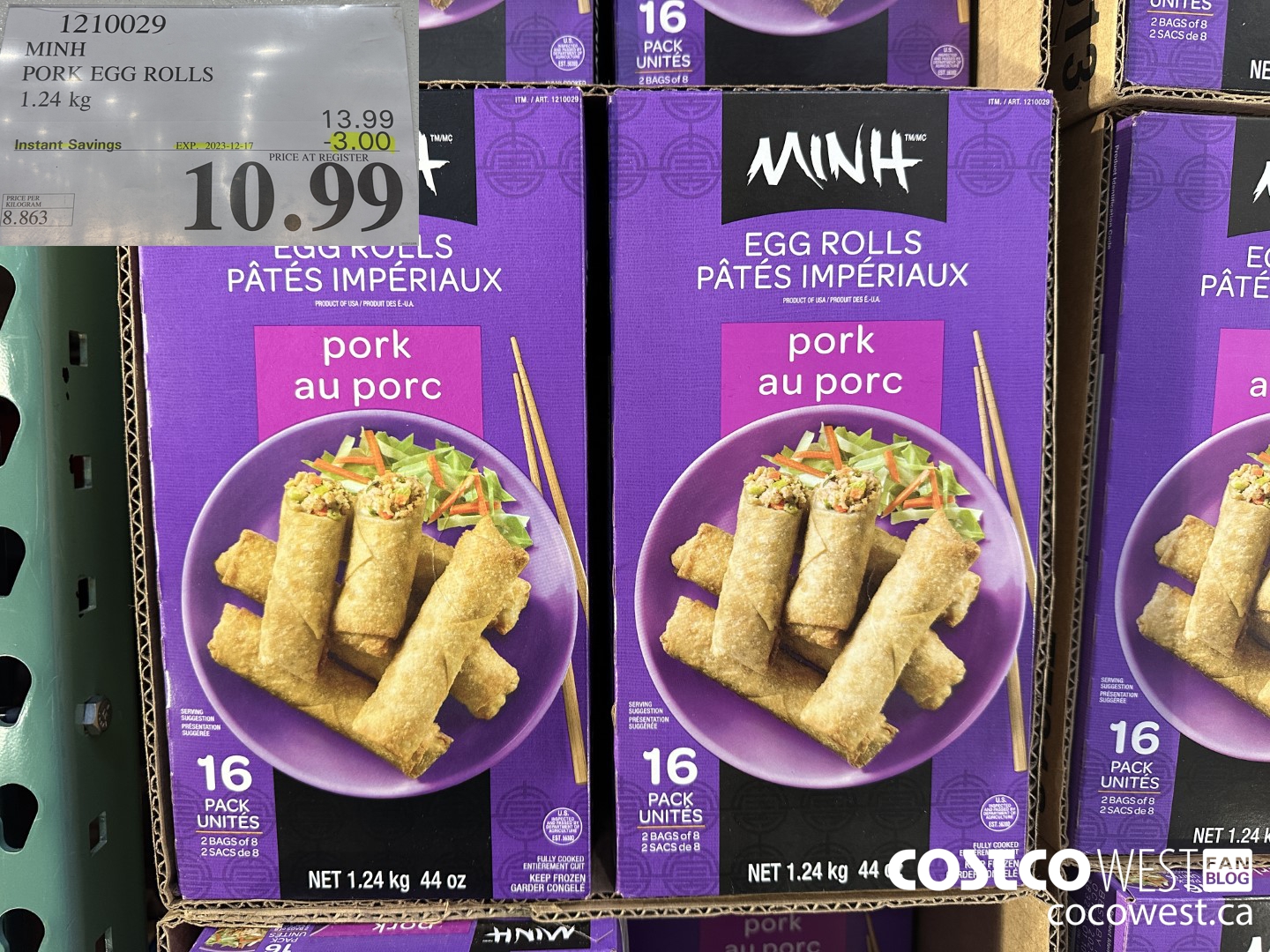 1210029 MINI PORK EGG ROLLS 1.24 kg ($3.00 INSTANT SAVINGS EXPIRES ON 2023-12-17) $10.99