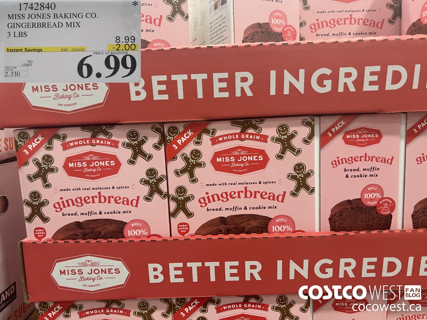 1742840 MISS JONES BAKING CO. GINGERBREAD MIX 3 LBS ($2.00 INSTANT SAVINGS EXPIRES ON 2023-12-24) $6.99