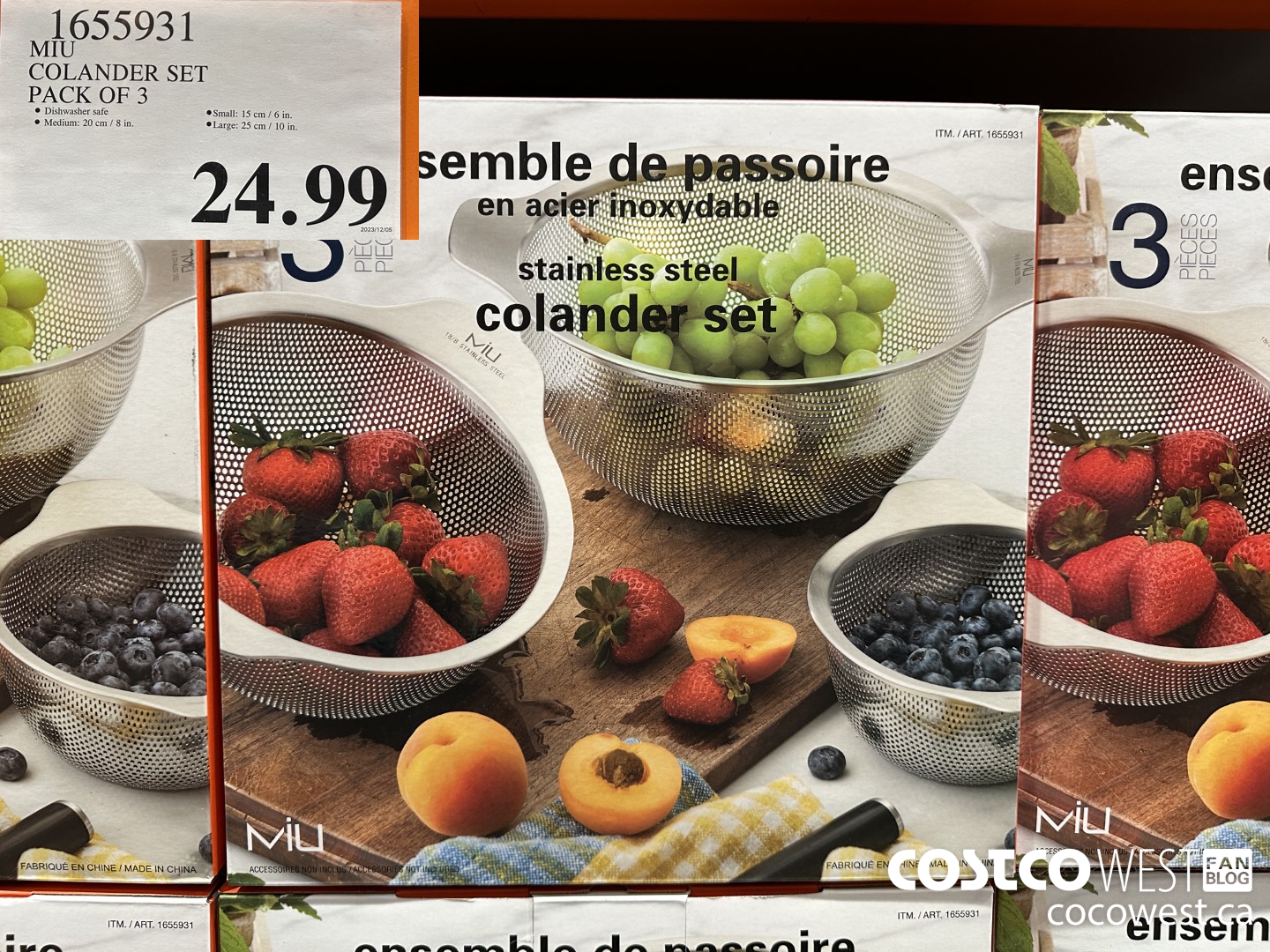 1655931 MIU 3-PIECE COLANDER SET $24.99