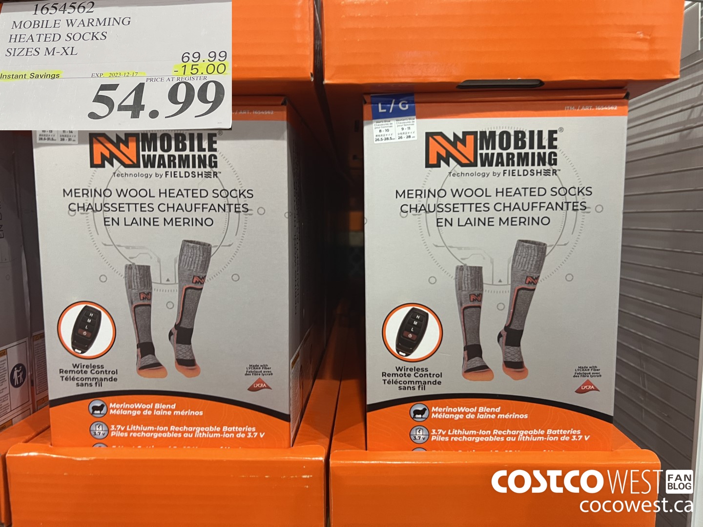 1654562 MOBILE WARMING HEATED SOCKS SIZES M-XL ($15.00 INSTANT SAVINGS EXPIRES ON 2023-12-17) $54.99