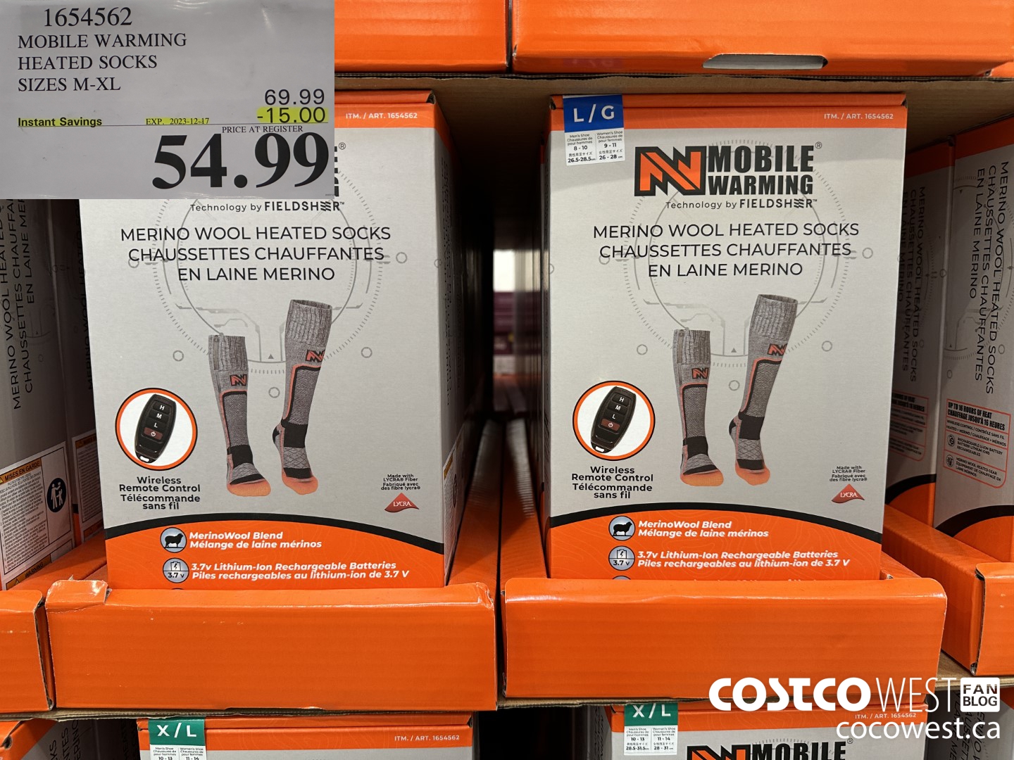 1654562 MOBILE WARMING HEATED SOCKS SIZES M-XL ($15.00 INSTANT SAVINGS EXPIRES ON 2023-12-17) $54.99