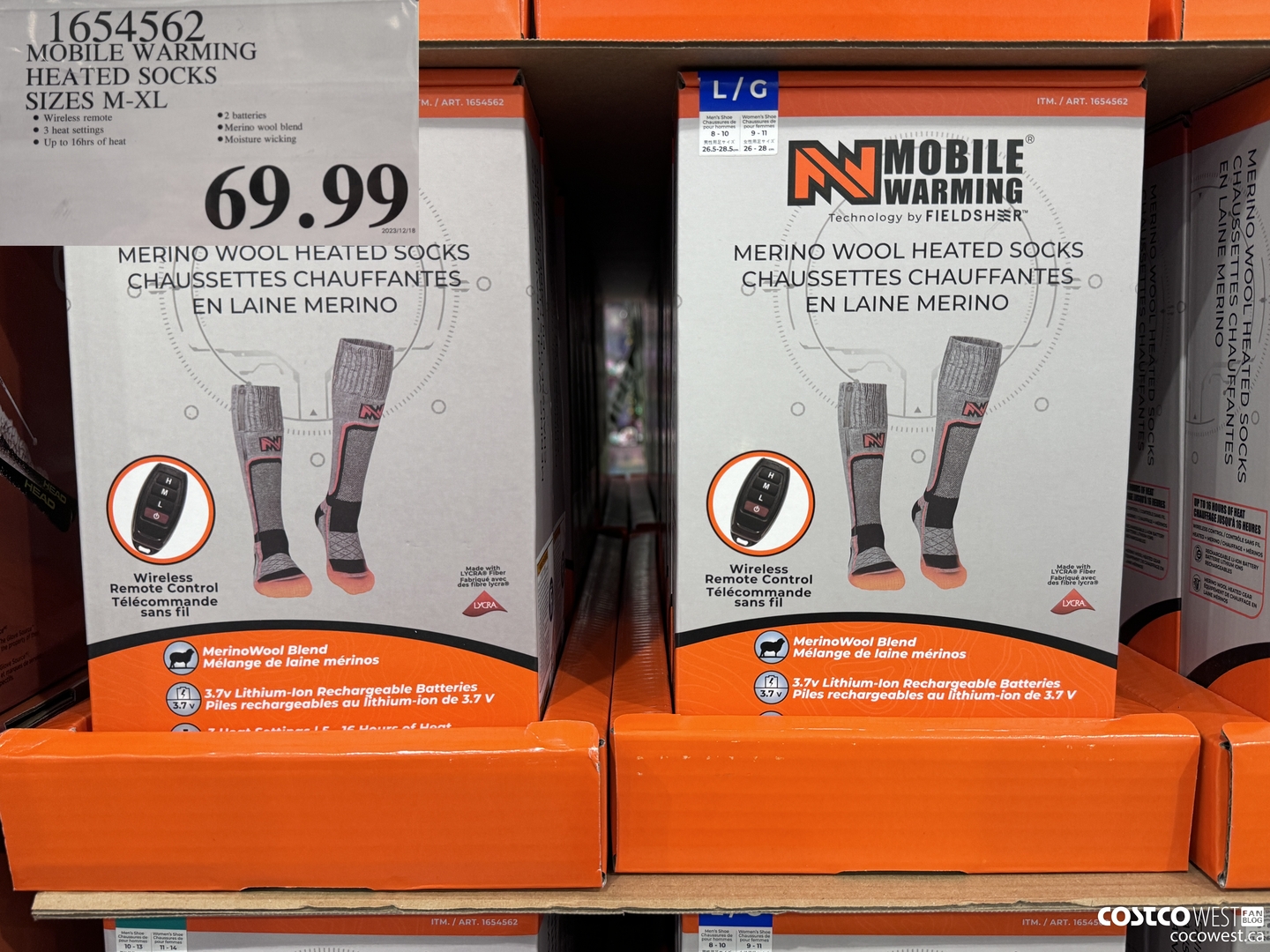 1654562 MOBILE WARMING HEATED SOCKS SIZES M-XL $69.99