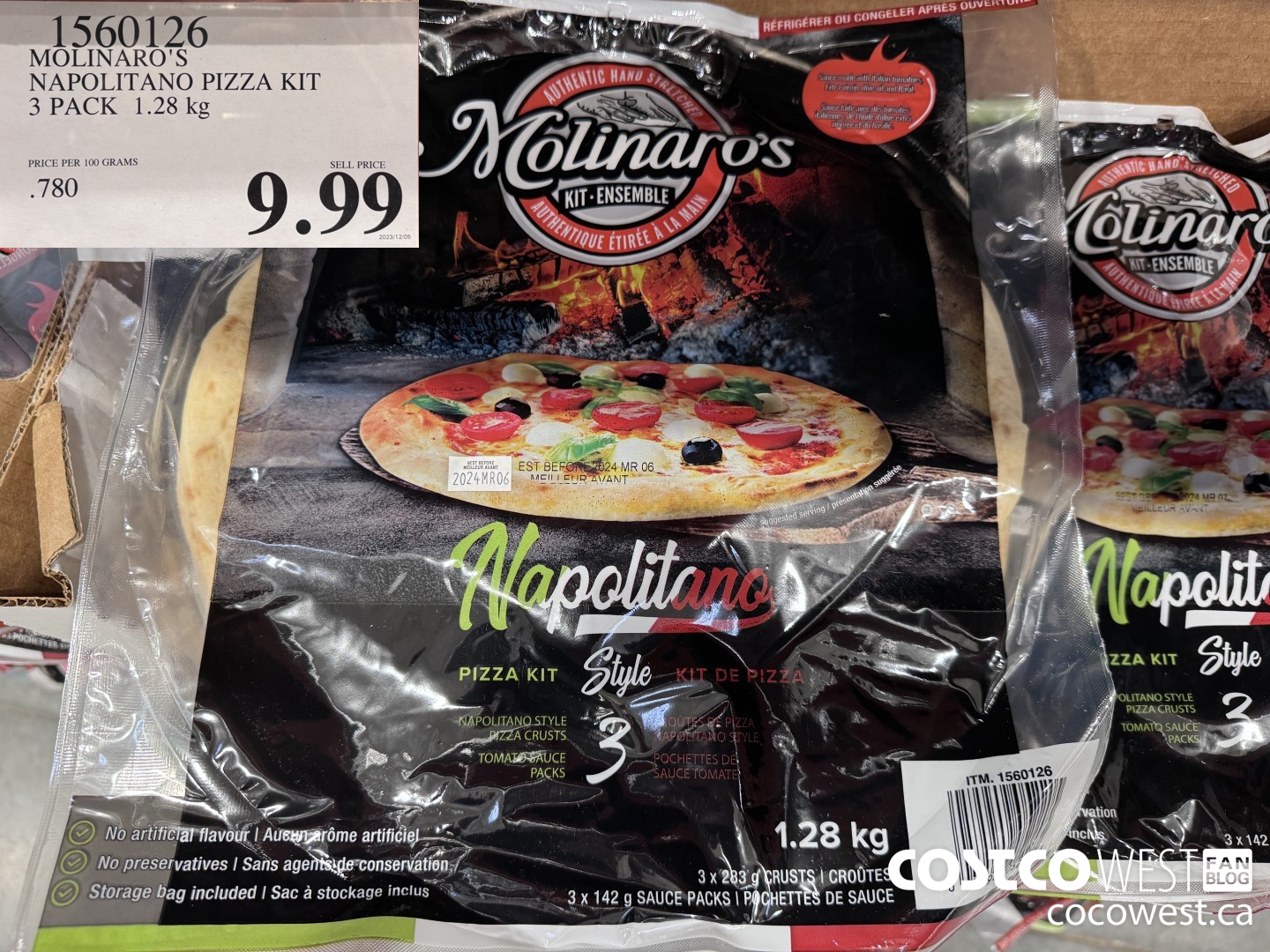 1560126 MOLINARO'S NEAPOLITAN PIZZA KIT 3 PACK 1.28kg $9.99