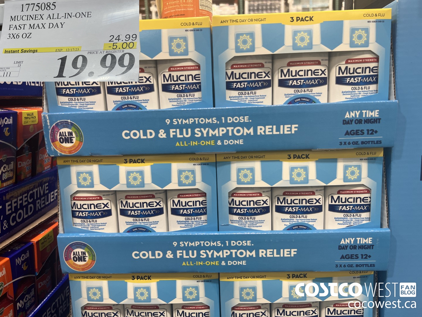 1775085 MUCINEX ALL-IN-ONE FAST MAX DAY 3X6 OZ ($5.00 INSTANT SAVINGS EXPIRES ON 2023-12-17) $19.99