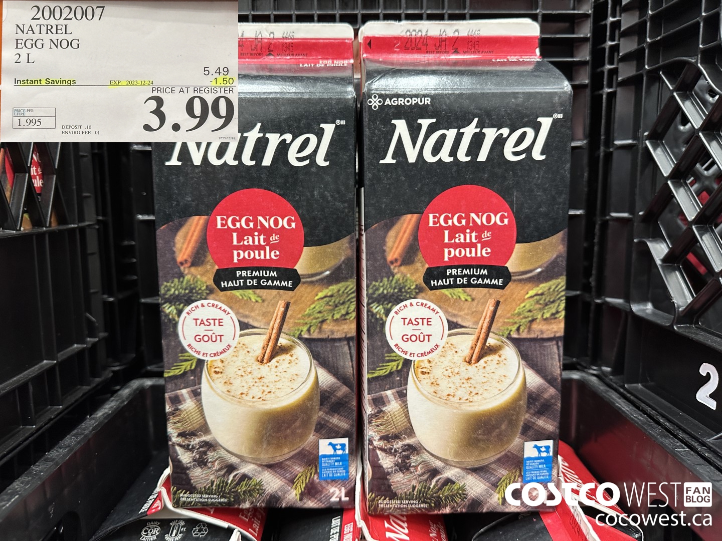 2002007 NATREL EGG NOG 2 L ($1.50 INSTANT SAVINGS EXPIRES ON 2023-12-24) $3.99
