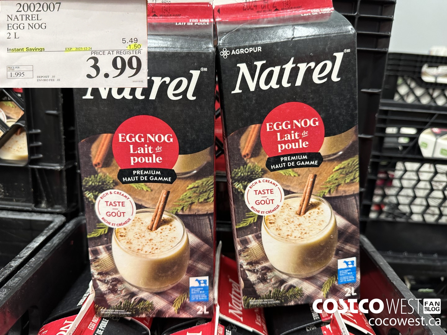 2002007 NATREL EGG NOG 2 L ($1.50 INSTANT SAVINGS EXPIRES ON 2023-12-24) $3.99