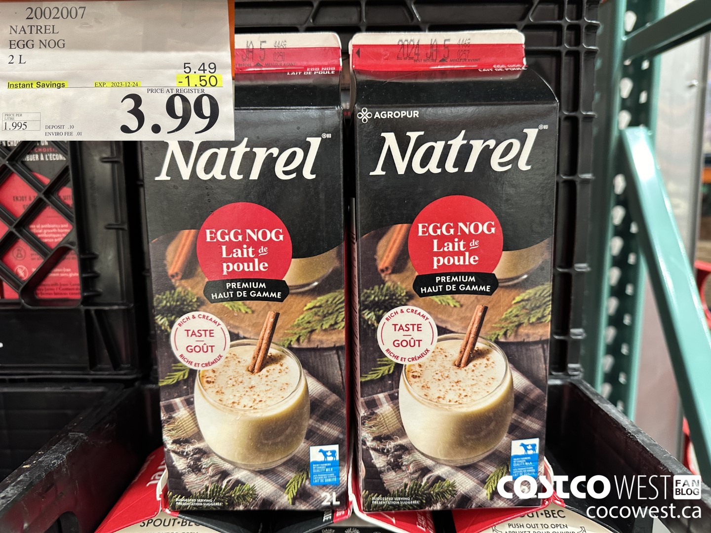 2002007 NATREL EGG NOG 2 L ($1.50 INSTANT SAVINGS EXPIRES ON 2023-12-24) $3.99