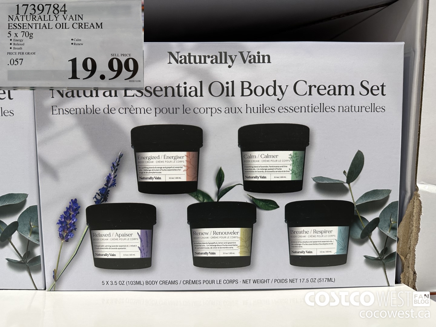 1739784 NATURALLY VAIN ESSENTIAL OIL CREAM 5 X 70G $19.99
