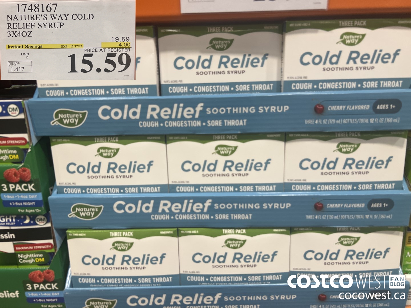 1748167 NATURE'S WAY COLD RELIEF SYRUP 3X4OZ ($4.00 INSTANT SAVINGS EXPIRES ON 2023-12-17) $15.59