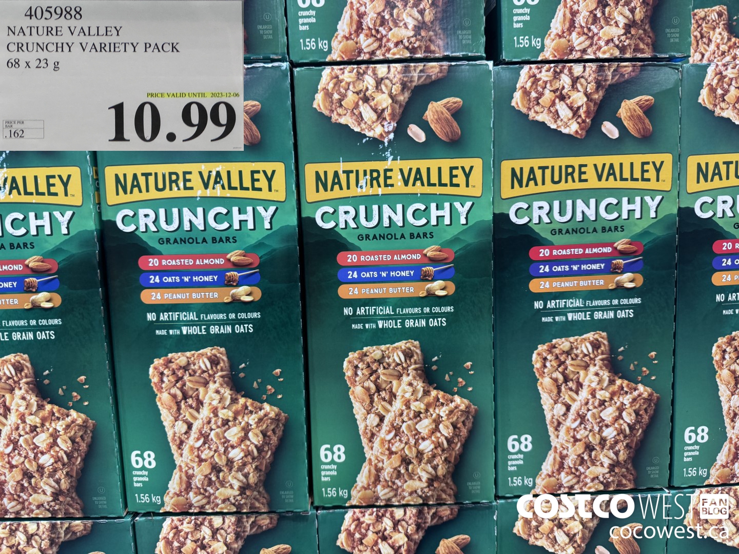 405988 NATURE VALLEY CRUNCHY VARIETY PACK OF 68 X 23 G (EXPIRES ON 2023-12-06) $10.99