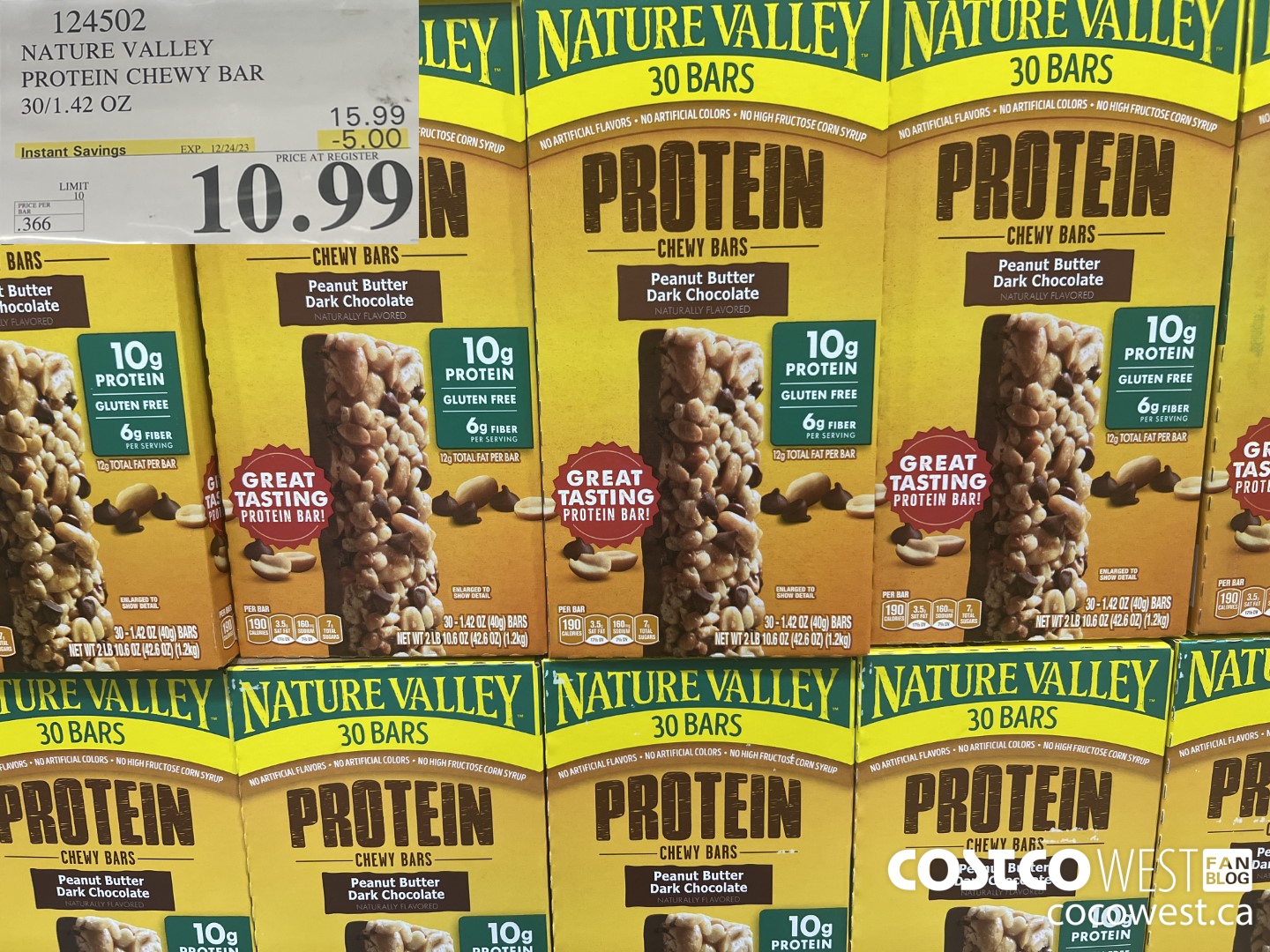 124502 NATURE VALLEY PROTEIN CHEWY BAR 30/1.42 OZ ($5.00 INSTANT SAVINGS EXPIRES ON 2023-12-24) $10.99