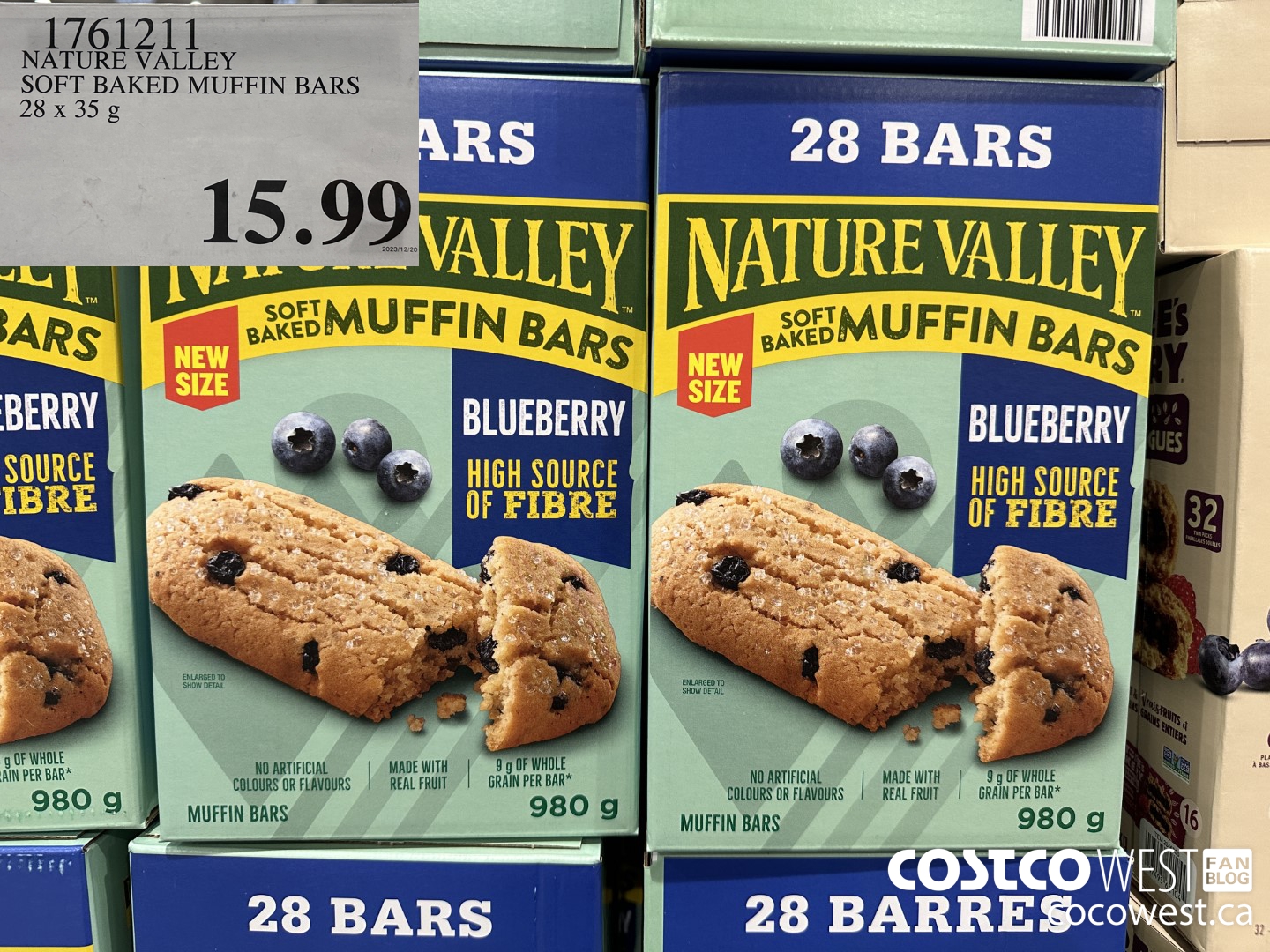 1761211 NATURE VALLEY SOFT BAKED MUFFIN BARS 28 X 35G $15.99