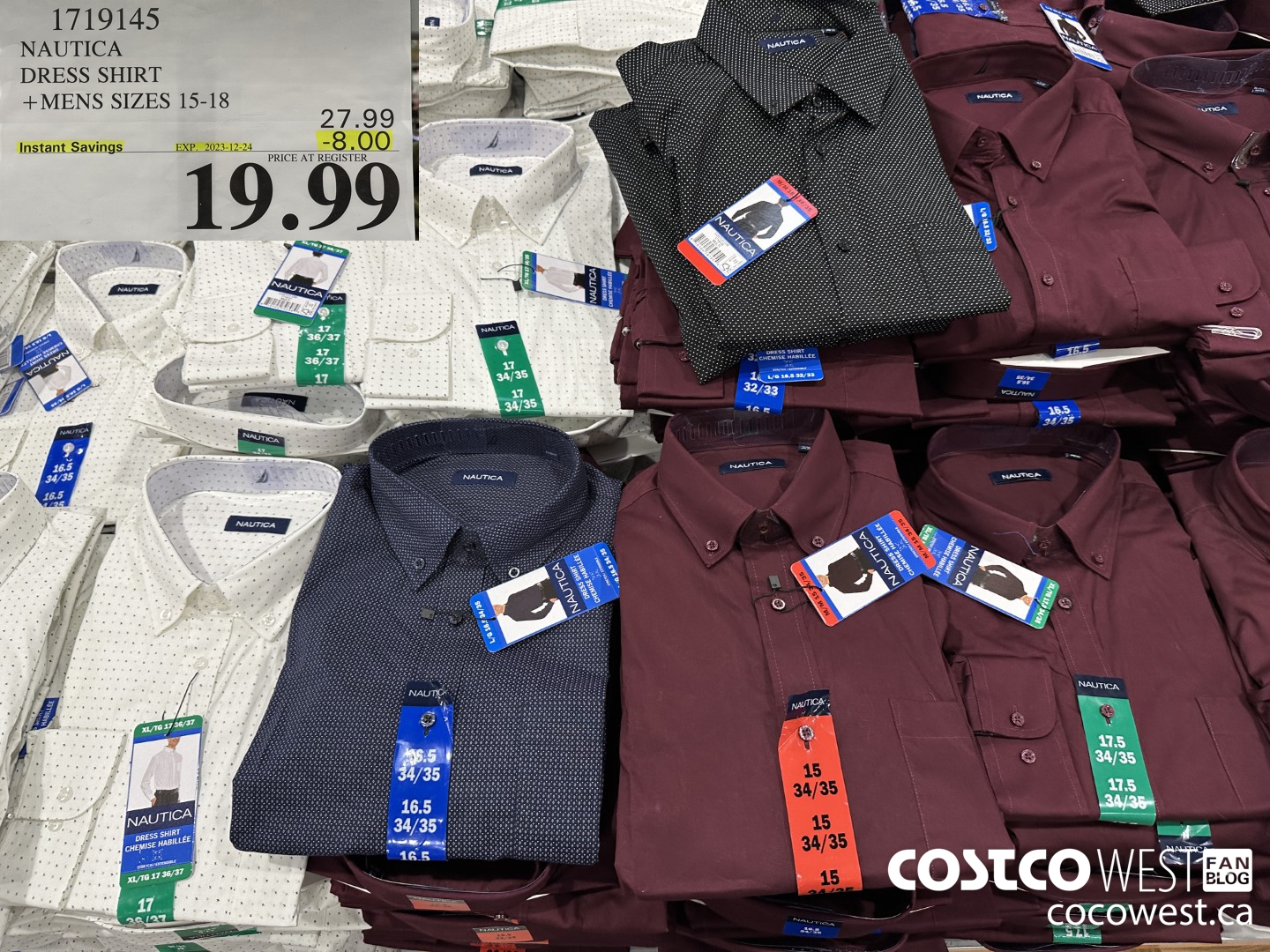 1719145 NAUTICA DRESS SHIRT MENS SIZES 15-18 ($8.00 INSTANT SAVINGS EXPIRES ON 2023-12-24) $19.99