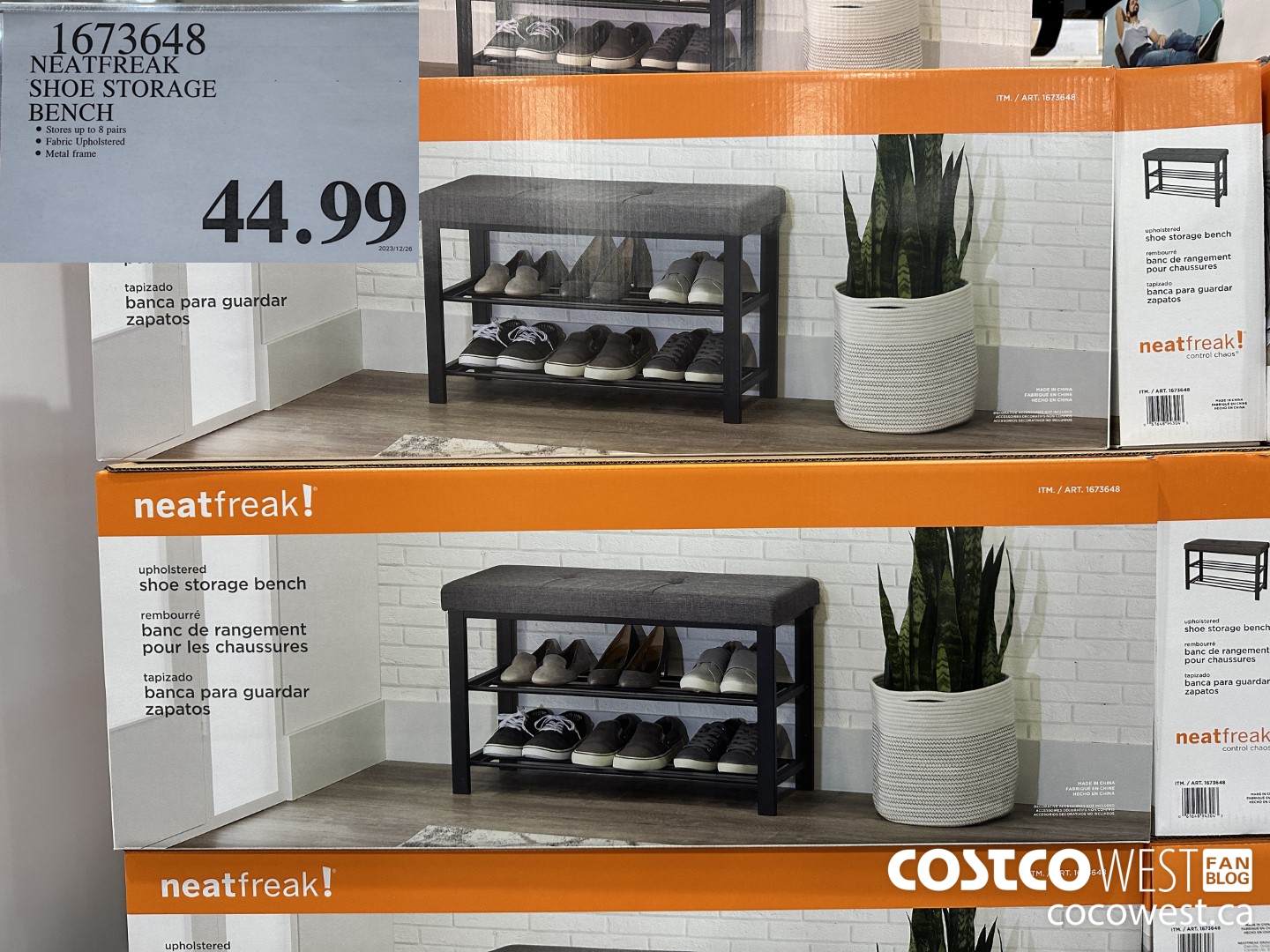 1673648 NEATFREAK SHOE STORAGE BENCH $44.99